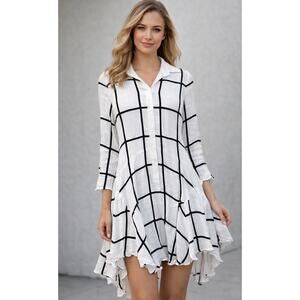 Redwood Court Tunic Dress Womens Long Sleeve Linen‎ Blend Size Small